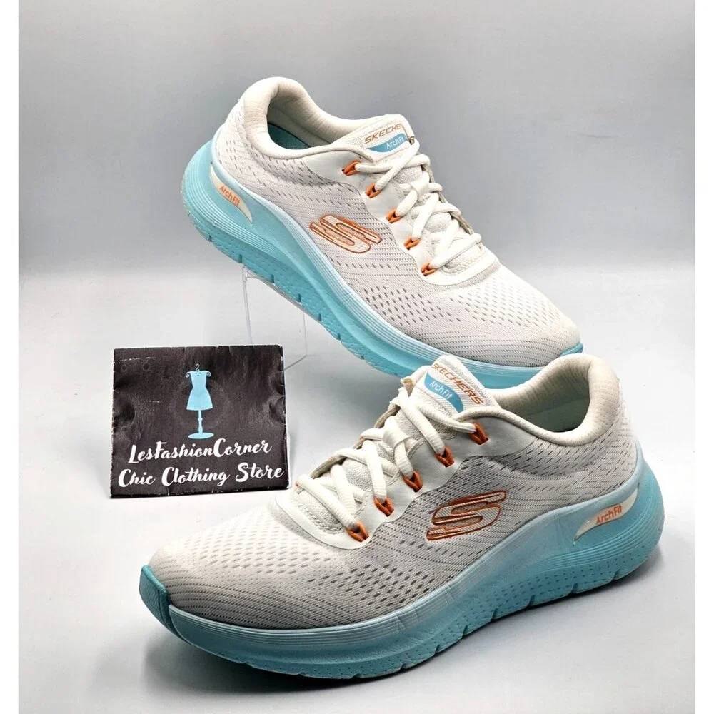 Skechers Men's White & Aqua Arch Fit 2 Athletic Running Sneakers Size 8.5 2904 - Picture 10 of 16